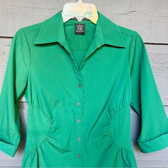 Vintage Scott Taylor Green Short Sleeve 80’s Blouse Size Small - Picture 3 of 11